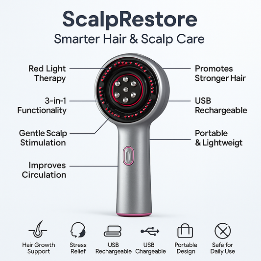 ScalpRestore Pro – 3-in-1 Massager with Red Light for Hair Growth